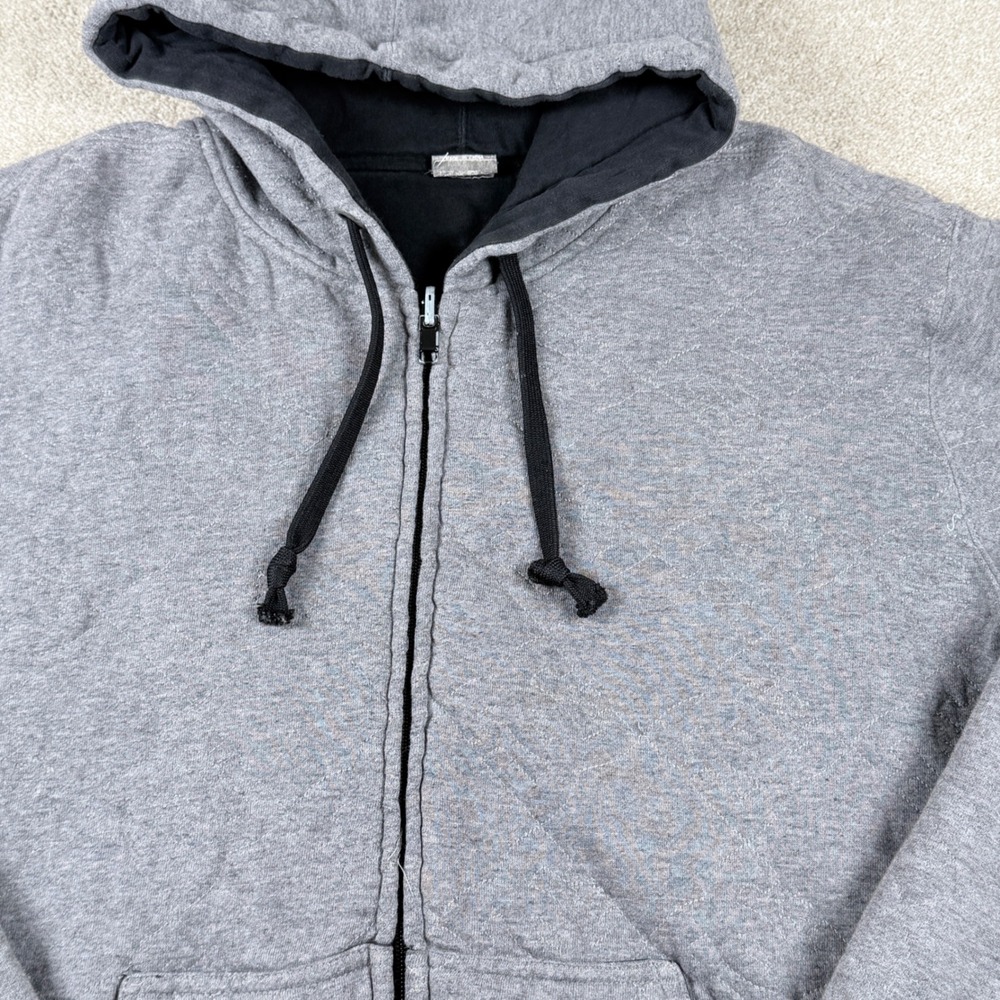 Independent Trading Co Zip Up Hoodie Women Large Gray Quilted Thumbhole